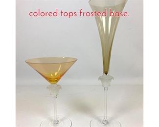 Lot 354 2 pc ROSENTHAL stemware colored tops frosted base.