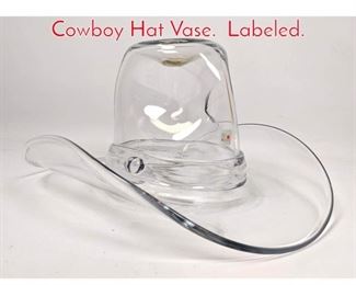 Lot 359 Handmade BLENKO Glass Cowboy Hat Vase. Labeled.