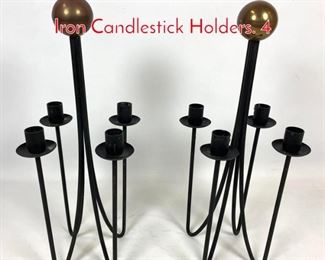 Lot 361 Mid Century Modern Hairpin Iron Candlestick Holders. 4 
