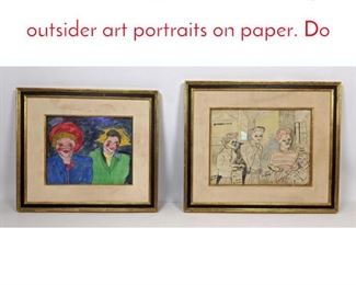 Lot 377 Two JUSTIN McCarthy outsider art portraits on paper. Do