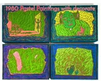 Lot 378 4 CHRISTOPHER ENGEL 1980 Pastel Paintings with decorate