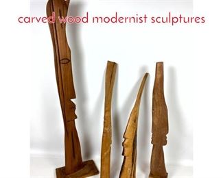 Lot 382 4 pc ITZHAK SANKOWSKY carved wood modernist sculptures