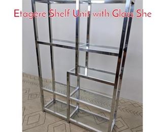Lot 390 275 70s Modern Chrome Etagere Shelf Unit with Glass She