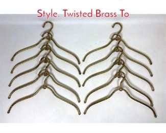 Lot 396 Set 10 Clothes Hangers. Italian Style. Twisted Brass To