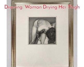 Lot 402 MICHAEL LEONARD Pencil Drawing. Woman Drying Her Thigh 