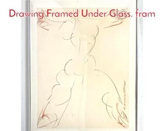 Lot 409 GEORGE DAMATO Figural Drawing Framed Under Glass. fram