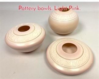 Lot 438 3pc DAVID GREENBAUM Pottery bowls. Light Pink.