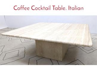 Lot 453 Large Square Travertine Coffee Cocktail Table. Italian 