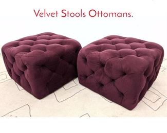 Lot 455 Pair SAFAVIEH Tufted Purple Velvet Stools Ottomans. 