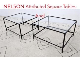 Lot 460 Pair Small GEORGE NELSON Attributed Square Tables. Angl