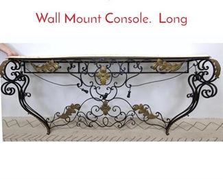 Lot 472 French Style Iron and Marble Wall Mount Console. Long 
