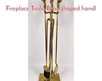 Lot 477 Modernist Form Brass Fireplace Tools. Bean shaped handl