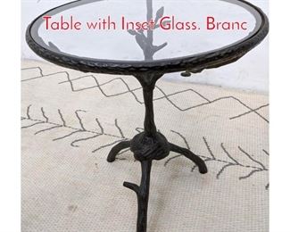 Lot 486 Decorator Occasional Side Table with Inset Glass. Branc