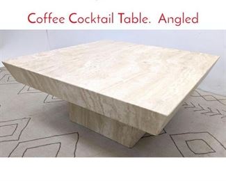 Lot 490 Large Italian Travertine Coffee Cocktail Table. Angled