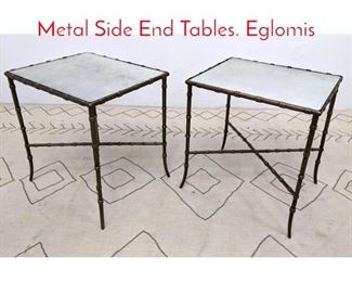 Lot 505 Pair Painted Faux Bamboo Metal Side End Tables. Eglomis