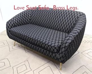 Lot 510 Contemporary Italian Style Love Seat Sofa. Brass Legs.