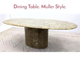 Lot 511 Large Oval Stone Composite Dining Table. Muller Style. 
