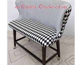 Lot 525 Decorator Tall Bar Stool Bench on Casters. Checkered up