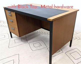 Lot 526 Mid Century Modern Desk with Black Top. Metal hardware