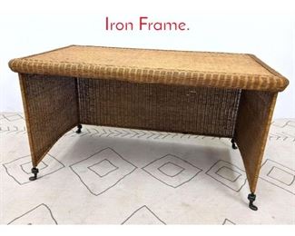 Lot 536 Rattan Wicker Desk with Iron Frame. 