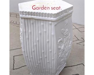 Lot 537 White Pottery Faux Bamboo Garden seat.