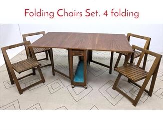 Lot 546 Walnut Drop Side Table Folding Chairs Set. 4 folding 