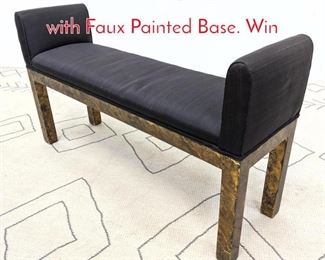 Lot 558 Decorator Upholstered Bench with Faux Painted Base. Win