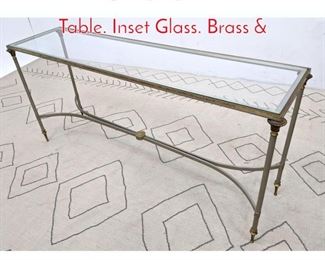 Lot 588 Regency style Sofa Console Table. Inset Glass. Brass 