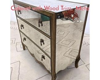 Lot 598 Eglomise Mirrored Dresser Cabinet with Wood Trim. Meta