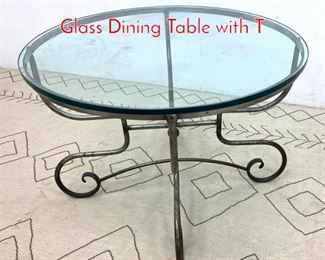 Lot 610 French Regency Style Iron and Glass Dining Table with T