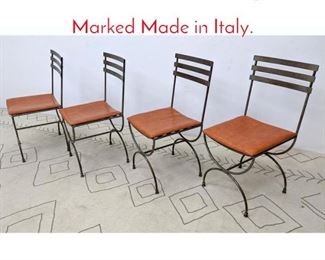 Lot 611 Set 4 Italian Iron Dining Chairs. Marked Made in Italy.