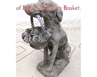 Lot 622 Cast Stone Garden Sculpture of Dog with Flower Basket. 