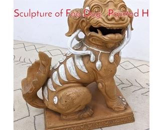 Lot 623 Italian Pottery Garden Sculpture of Foo Dog. Painted H