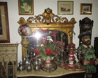 Gorgeous Victorian Gilt Mantle Mirror with Bust