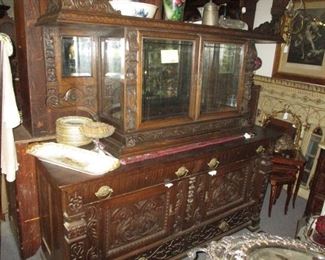 Carved Solid Oak Sideboard from the estate of Liberace