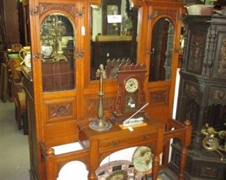 English Victorian Oak Hall tree