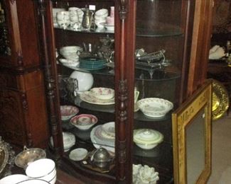 Victorian Curved Glass China Cabinet