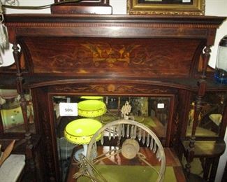 Adams Marquetry Over Mantle Mirror