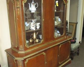 French Marquetry China Cabinet w/ Ormolu Trim
