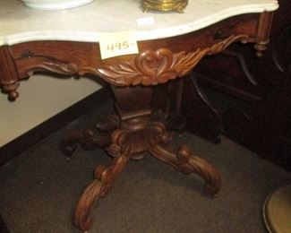 Rococo Victorian Turtle Top Table with Marble Top and Carved Dolphins