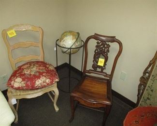 Whitewash Country French Ladderback Side Chair, Peach Blossom Chinese Chair