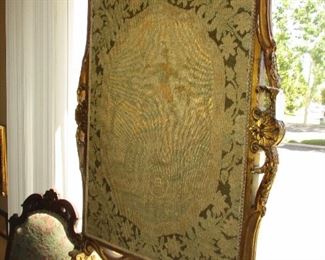Antique Firescreen with Textile