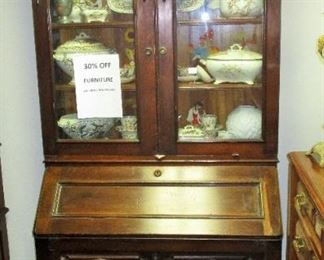 Renaissance Revival Secretary Desk w/ Carved Pediment not showing