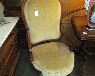 Victorian Walnut Parlor Chair w/ Monogram