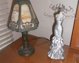 Six Panel Slag Table Lamp