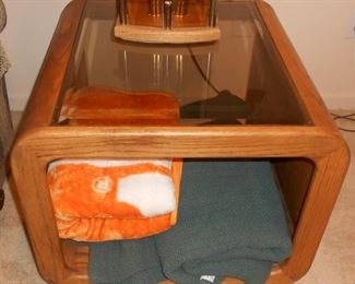 Pair of Wood and Glass End Tables