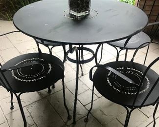 1920’s French Garden Metal Chairs w/ Opera Table