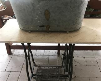 Marble Top Antique Sewing Machine Table