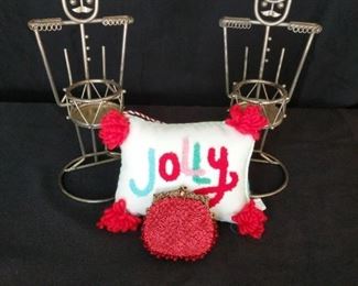 2 candle holders won the Met red evening bag purse ornament