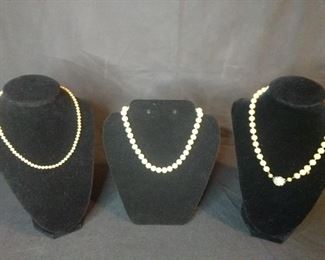 3 pearl like necklaces